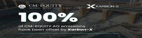 CM-Equity AG Partners with Karbon-X to Offset 100% of Their Emissions 