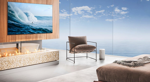 A living room with a fireplace and a television AI-generated content may be incorrect.