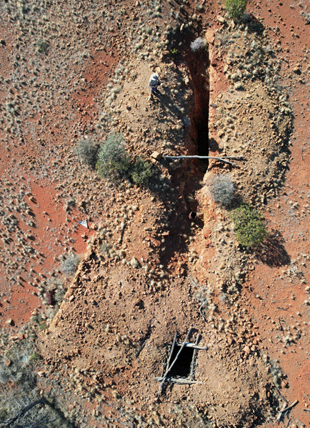 A person standing in a hole in the ground AI-generated content may be incorrect.