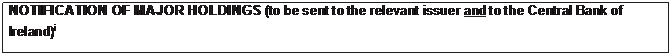Text Box: NOTIFICATION OF MAJOR HOLDINGS (to be sent to the relevant issuer and to the Central Bank of Ireland)i