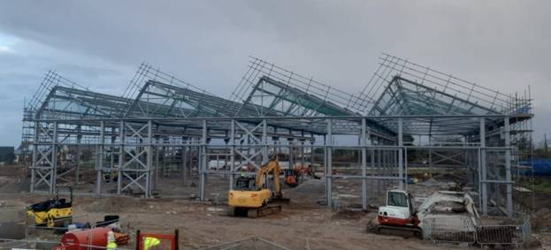 Construction site of a building AI-generated content may be incorrect.