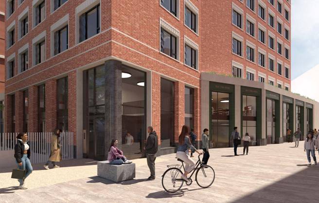 A group of people walking in front of a building AI-generated content may be incorrect.