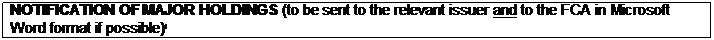 Text Box: NOTIFICATION OF MAJOR HOLDINGS (to be sent to the relevant issuer and to the FCA in Microsoft Word format if possible)i