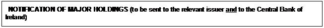 Text Box: NOTIFICATION OF MAJOR HOLDINGS (to be sent to the relevant issuer and to the Central Bank of Ireland)