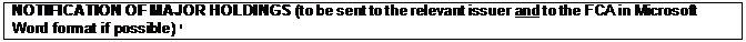 Text Box: NOTIFICATION OF MAJOR HOLDINGS (to be sent to the relevant issuer and to the FCA in Microsoft Word format if possible) i