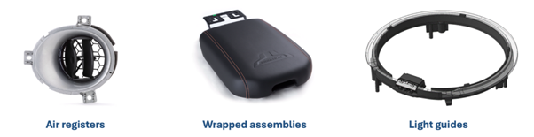 A black rectangular object with red stitching Description automatically generated