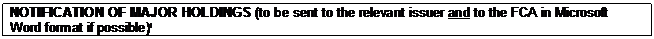 Text Box: NOTIFICATION OF MAJOR HOLDINGS (to be sent to the relevant issuer and to the FCA in Microsoft Word format if possible)i