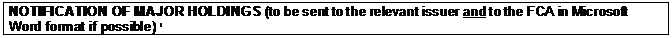 Text Box: NOTIFICATION OF MAJOR HOLDINGS (to be sent to the relevant issuer and to the FCA in Microsoft Word format if possible) i