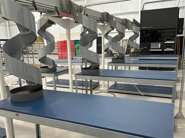 A factory with several conveyor belts AI-generated content may be incorrect.