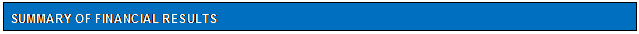 Text Box: SUMMARY OF FINANCIAL RESULTS