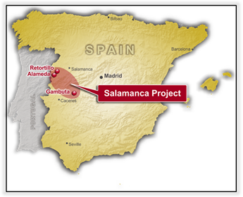 A map of spain with a red sign Description automatically generated