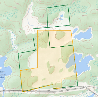 A map with a yellow square
Description automatically generated
