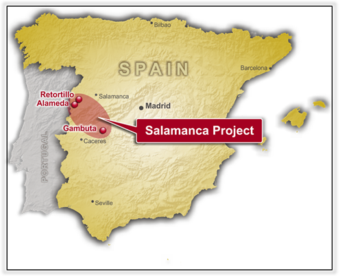A map of spain with a red sign Description automatically generated